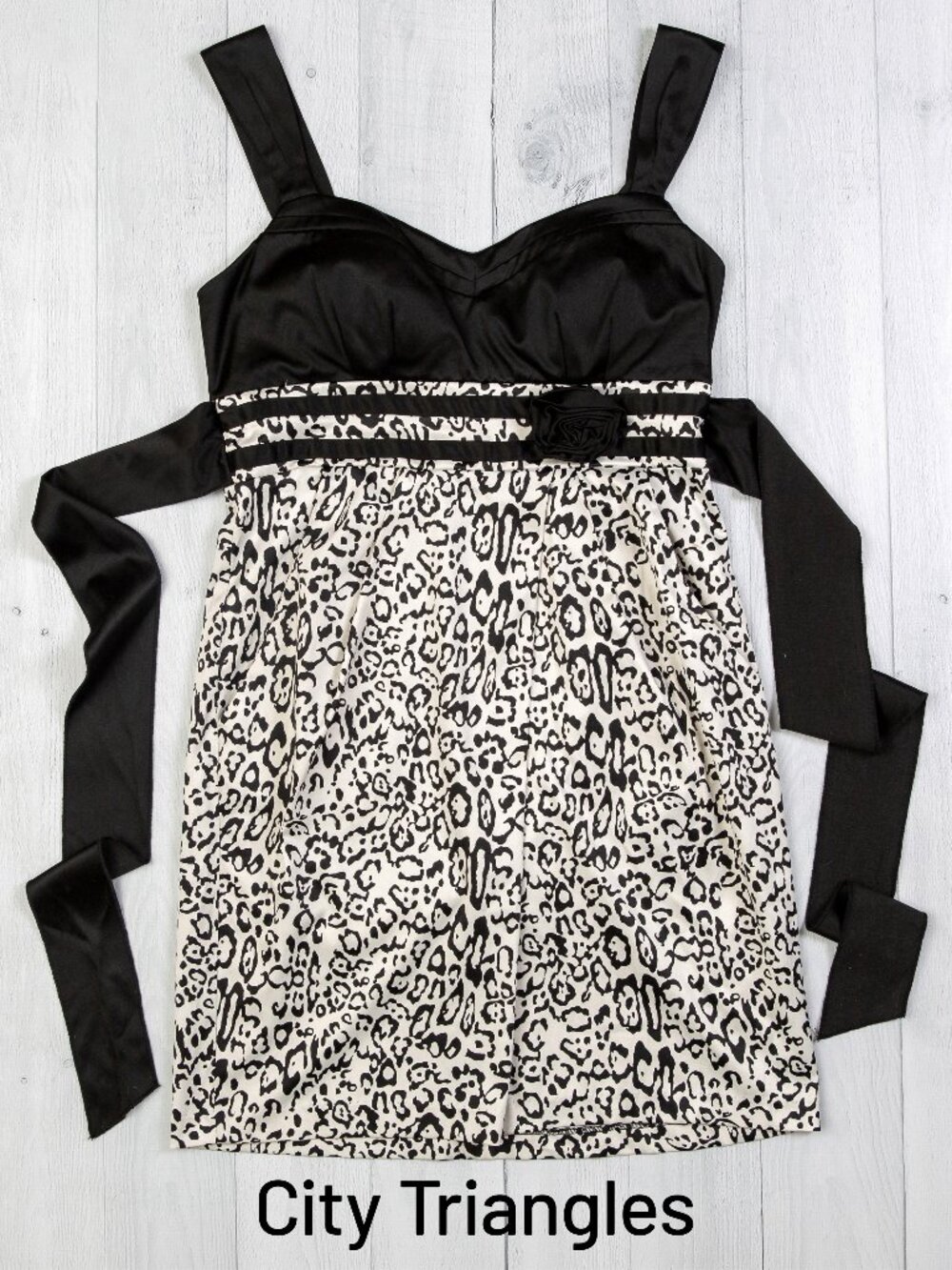 City Triangles Black White Dress, Leopard Print - Junior